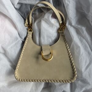 Antik Kraft Whipstitch shoulder bag in beige faux leather